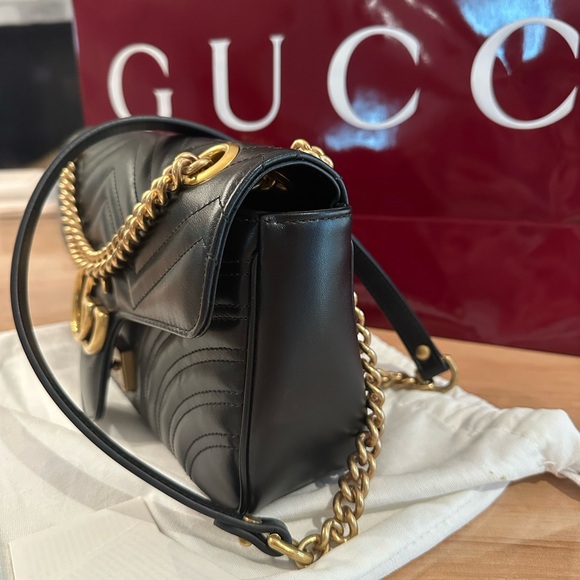 Gucci Black and Gold Marmont Medium Shoulder Bag Brand New - Picture 11 of 12